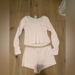 H&M Light Pink Pajama Set with Long Sleeves